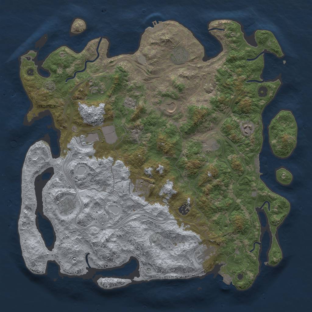 Rust Map: Procedural Map, Size: 4500, Seed: 84277340, 19 Monuments