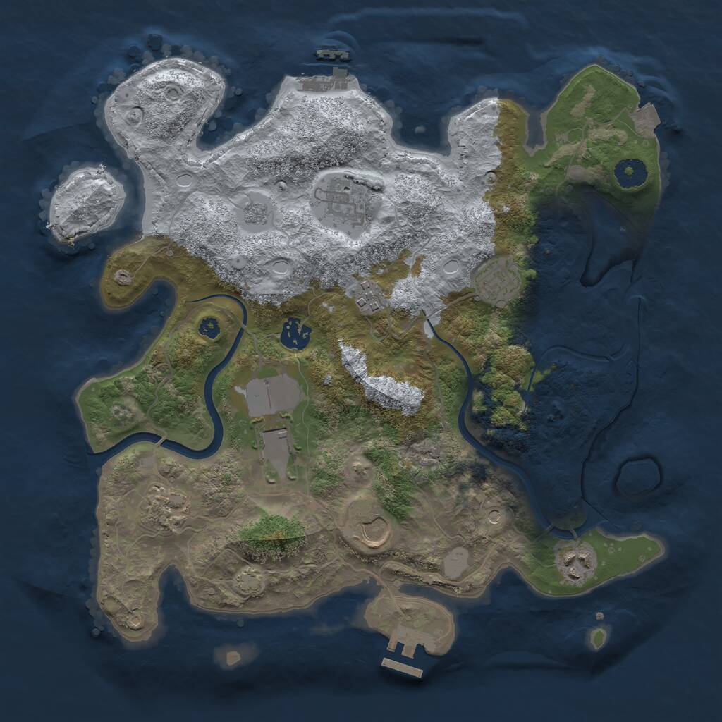 Rust Map: Procedural Map, Size: 3500, Seed: 54111465, 14 Monuments