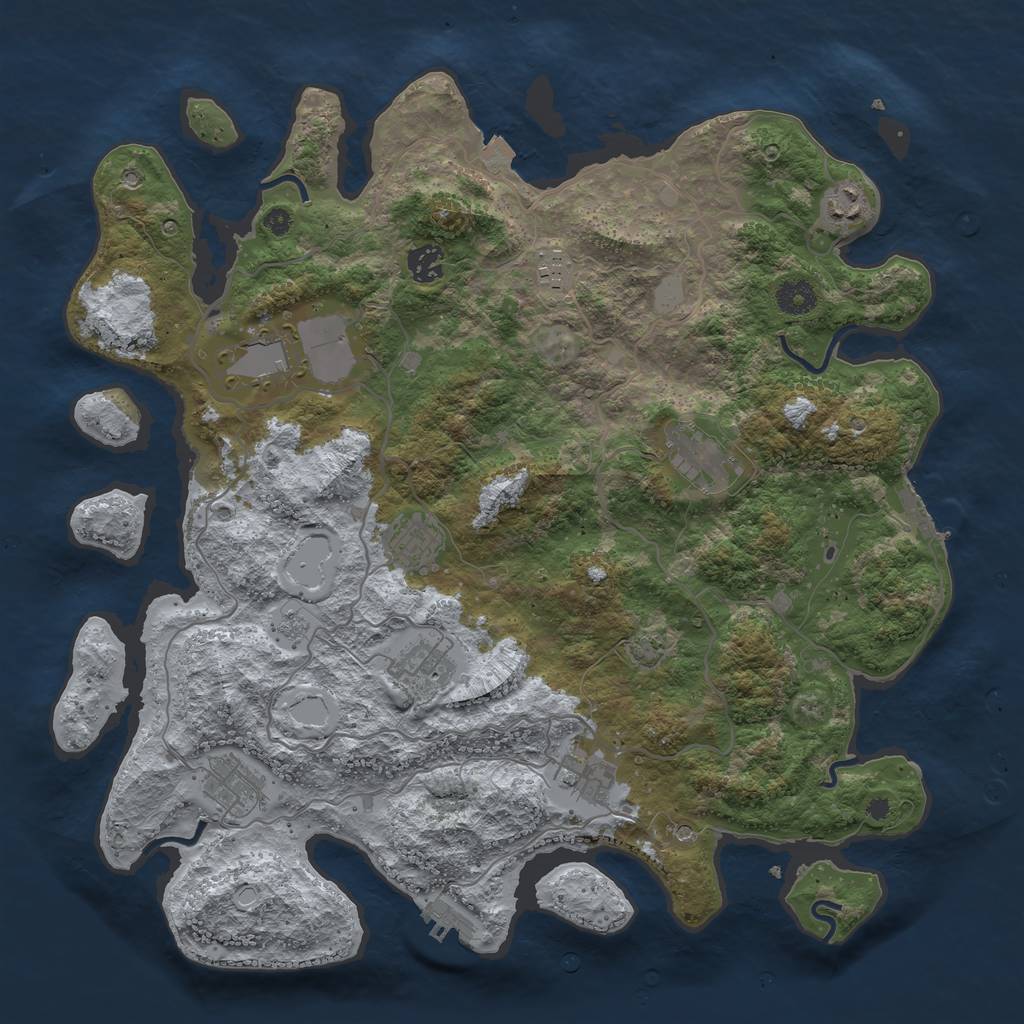 Rust Map: Procedural Map, Size: 4000, Seed: 53021436, 17 Monuments