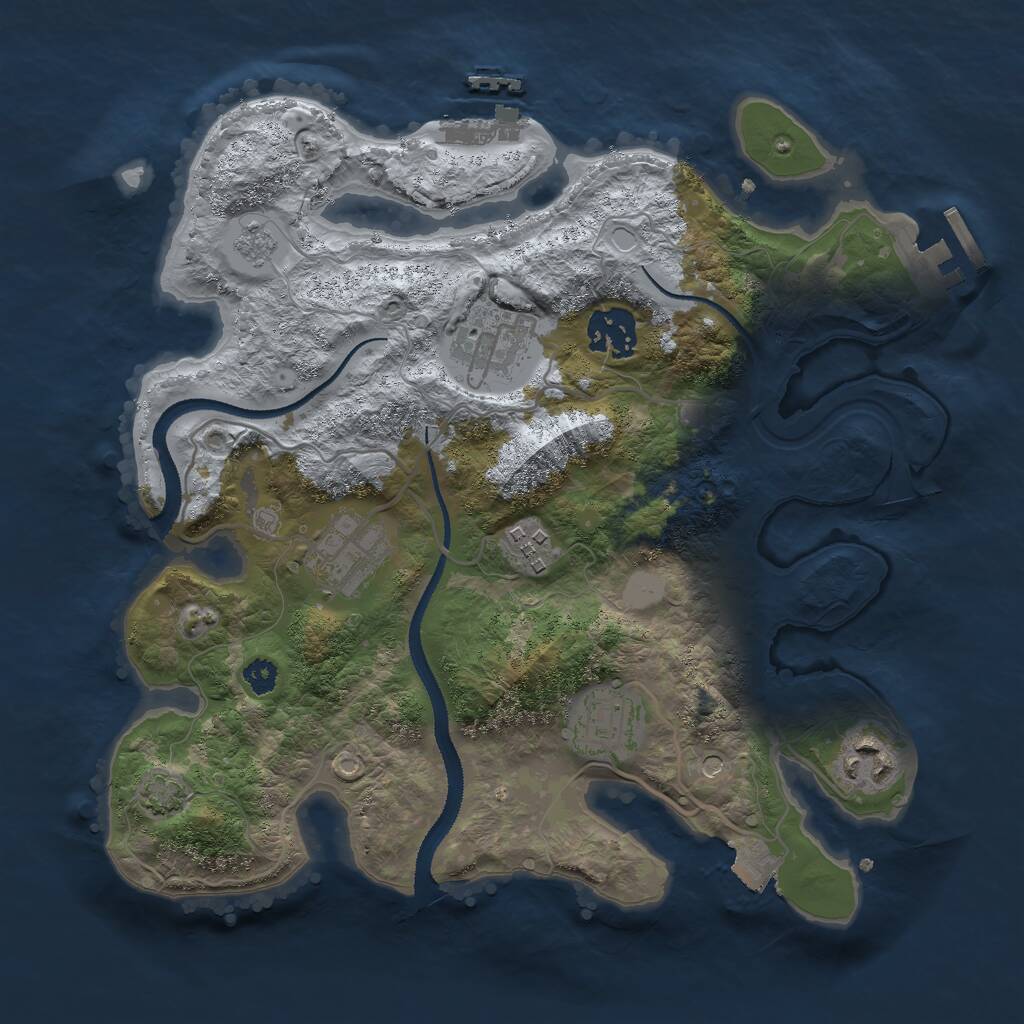 Rust Map: Procedural Map, Size: 3000, Seed: 532663364, 12 Monuments