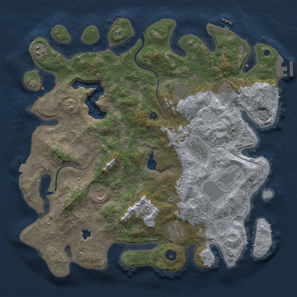 Rust Map: Procedural Map, Size: 4000, Seed: 1013470884, 14 Monuments