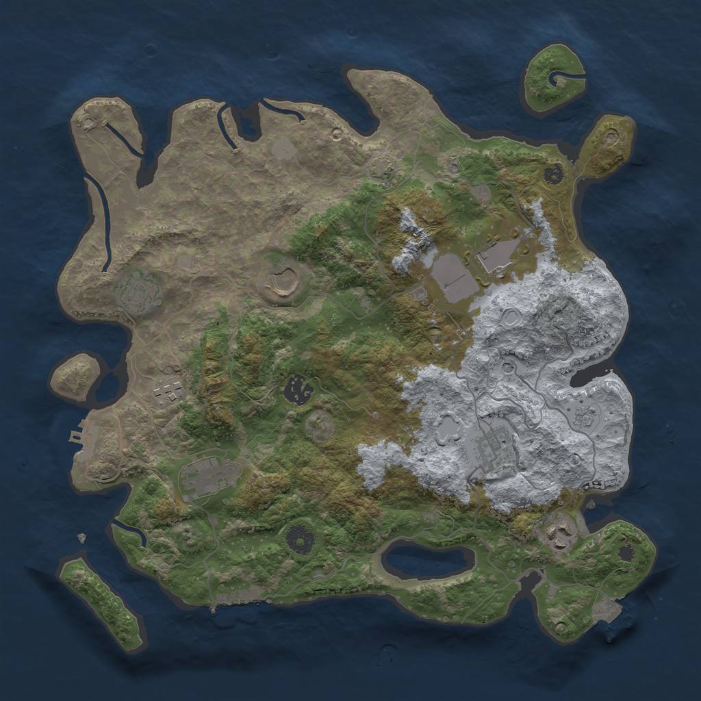 Rust Map: Procedural Map, Size: 3700, Seed: 2117542004, 16 Monuments