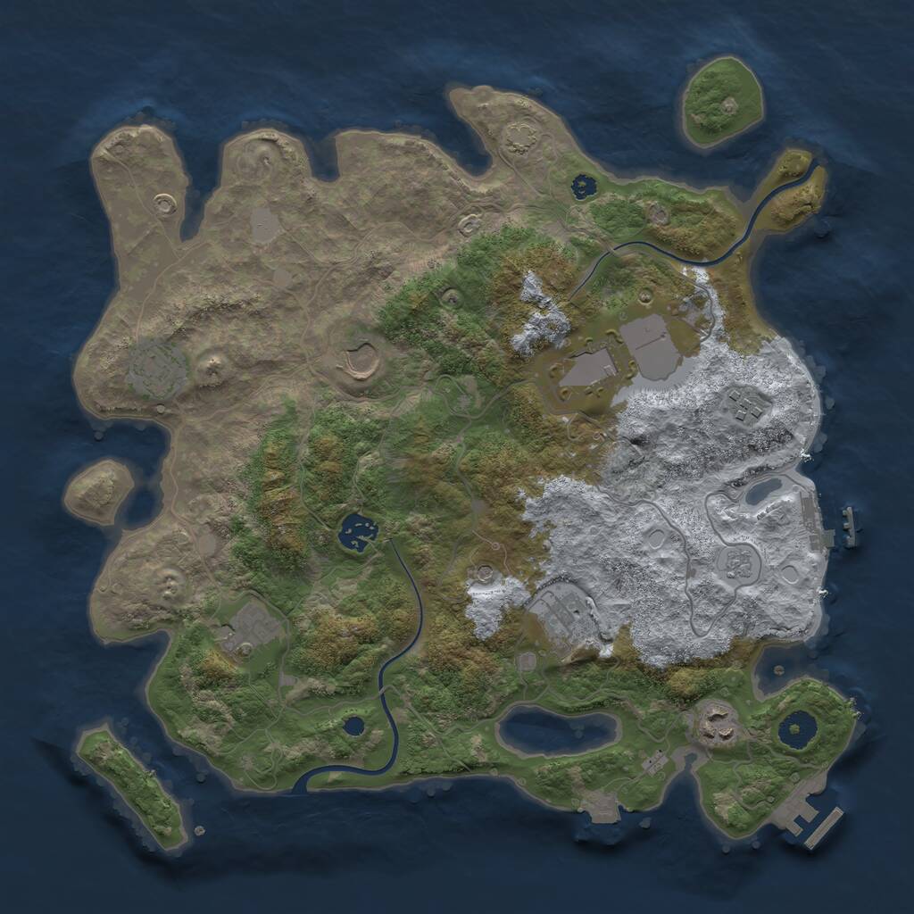 Rust Map: Procedural Map, Size: 3700, Seed: 2117542004, 14 Monuments