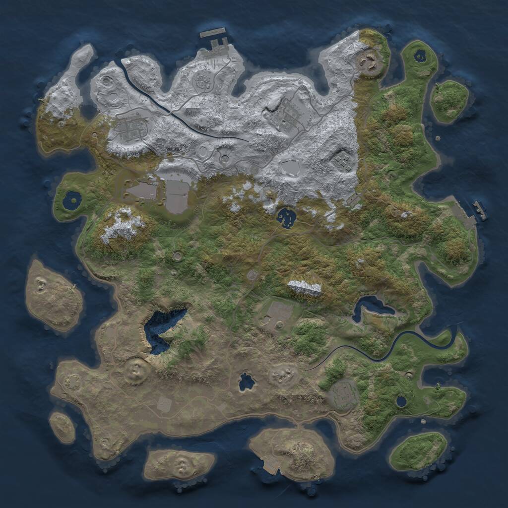 Rust Map: Procedural Map, Size: 4000, Seed: 860606, 14 Monuments