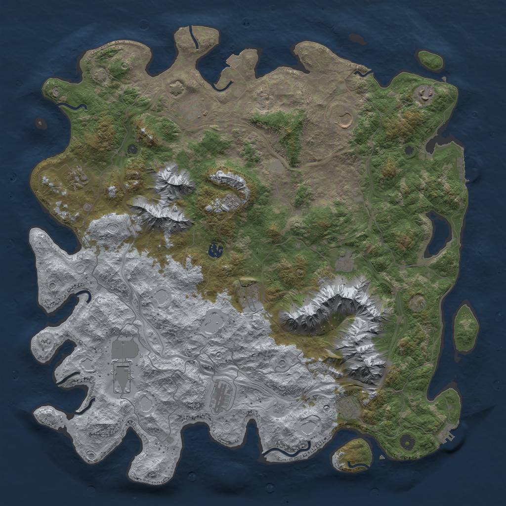 Rust Map: Procedural Map, Size: 5000, Seed: 497574, 19 Monuments
