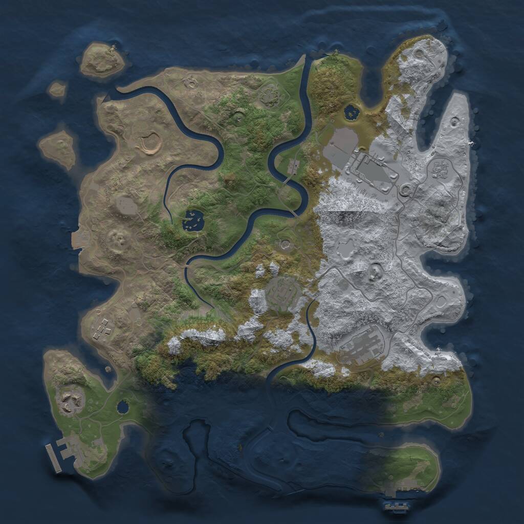 Rust Map: Procedural Map, Size: 3500, Seed: 1021499649, 13 Monuments