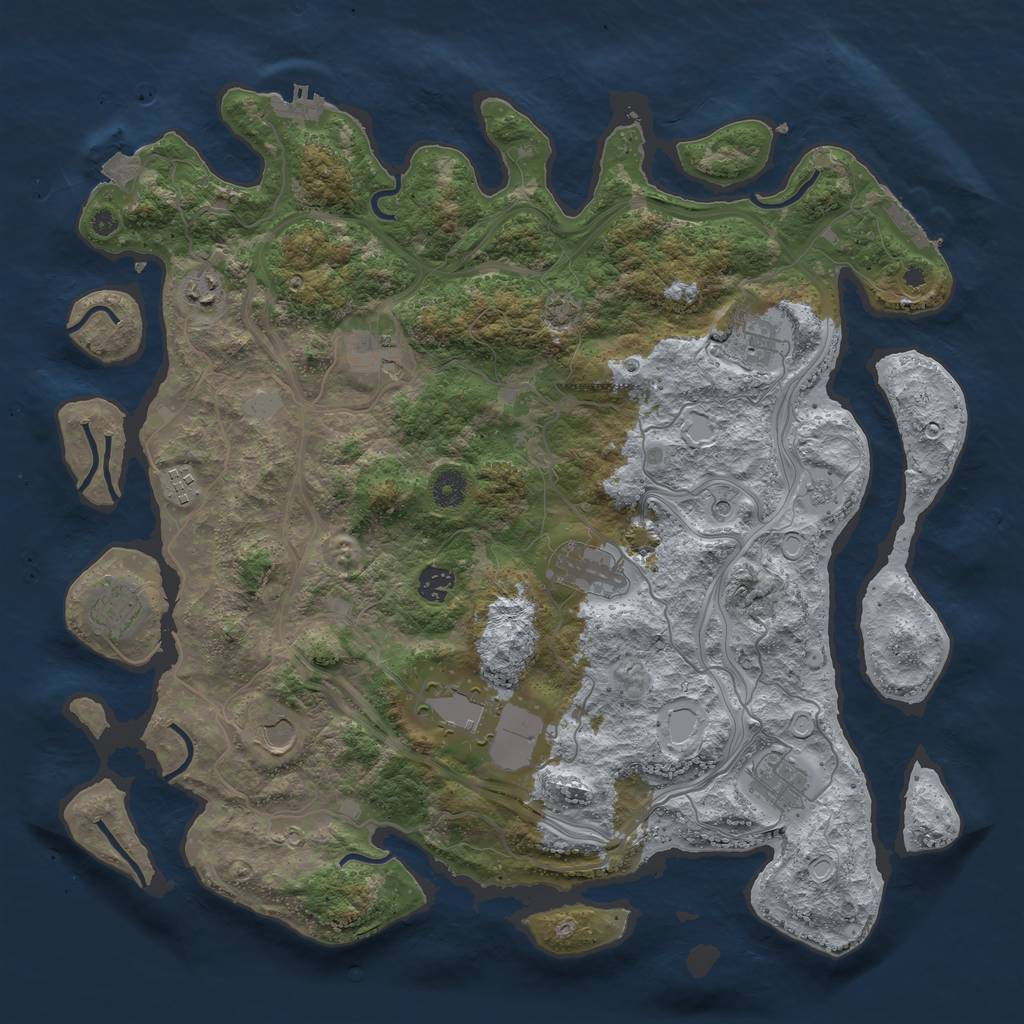 Rust Map: Procedural Map, Size: 4250, Seed: 608986675, 18 Monuments