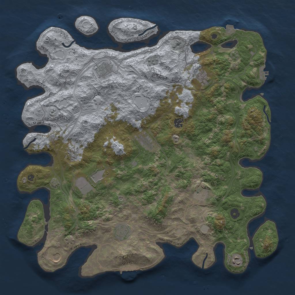 Rust Map: Procedural Map, Size: 4500, Seed: 1496694842, 19 Monuments