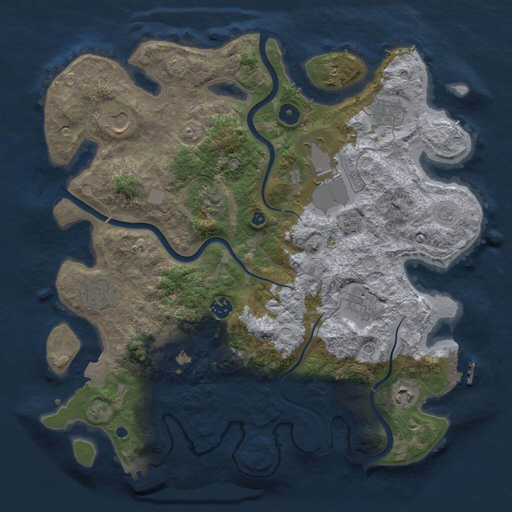 Rust Map: Procedural Map, Size: 3750, Seed: 64544051, 16 Monuments