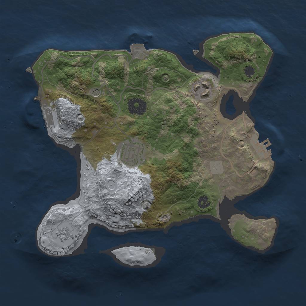 Rust Map: Procedural Map, Size: 2500, Seed: 1497194926, 9 Monuments