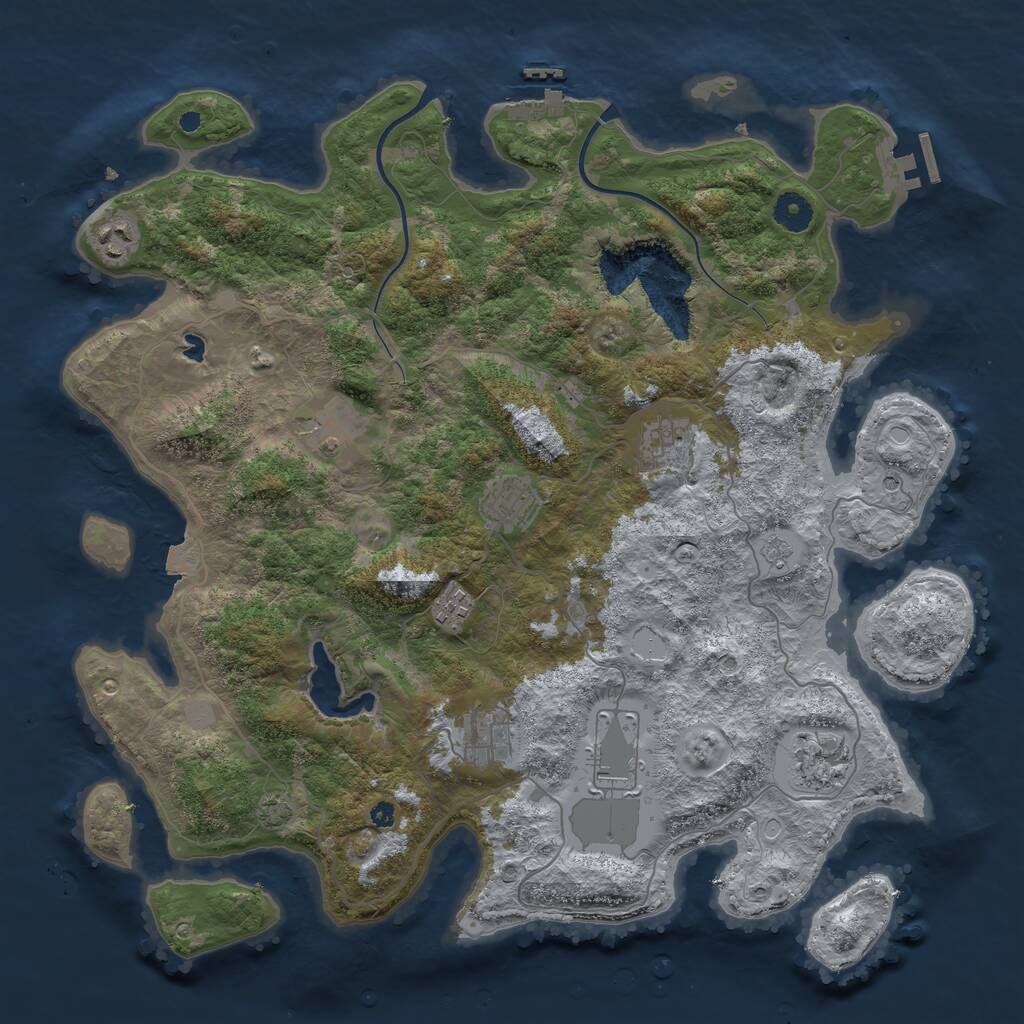 Rust Map: Procedural Map, Size: 4000, Seed: 671984, 14 Monuments