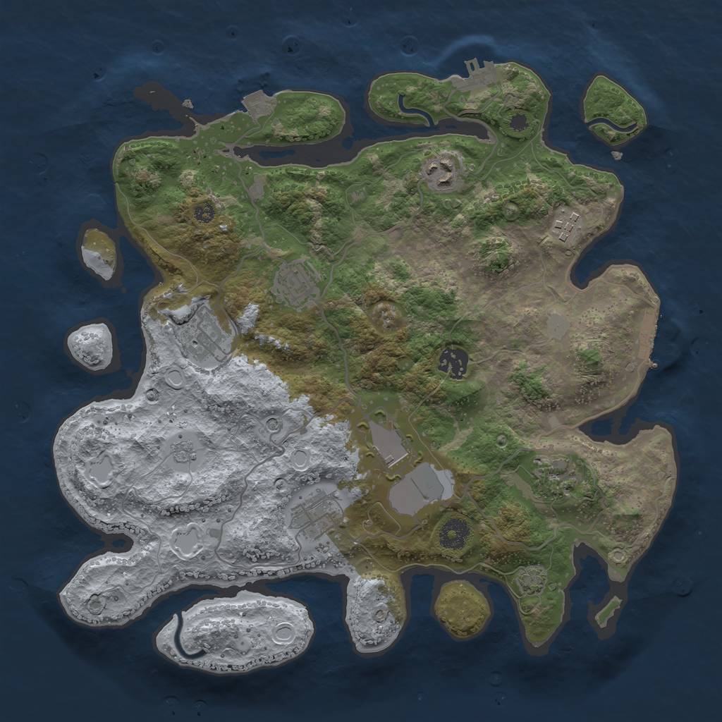 Rust Map: Procedural Map, Size: 3500, Seed: 2125142426, 16 Monuments