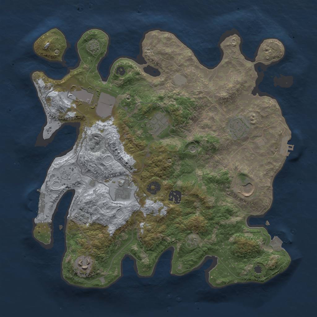 Rust Map: Procedural Map, Size: 3500, Seed: 930798864, 16 Monuments