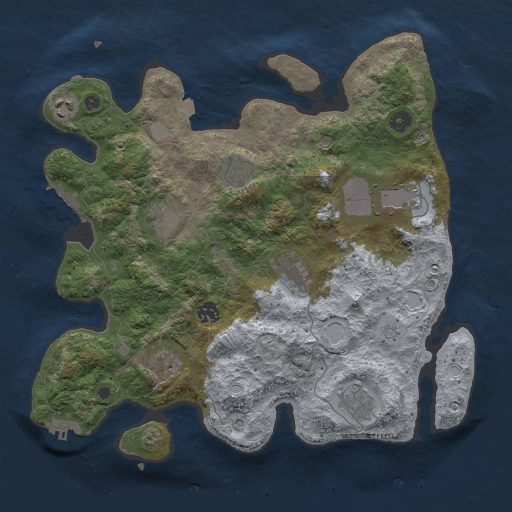 Rust Map: Procedural Map, Size: 3500, Seed: 1178463476, 16 Monuments