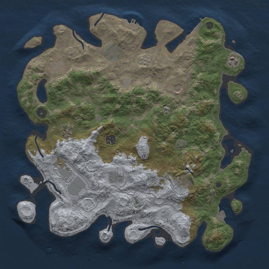 Rust Map: Procedural Map, Size: 4000, Seed: 305568703, 18 Monuments