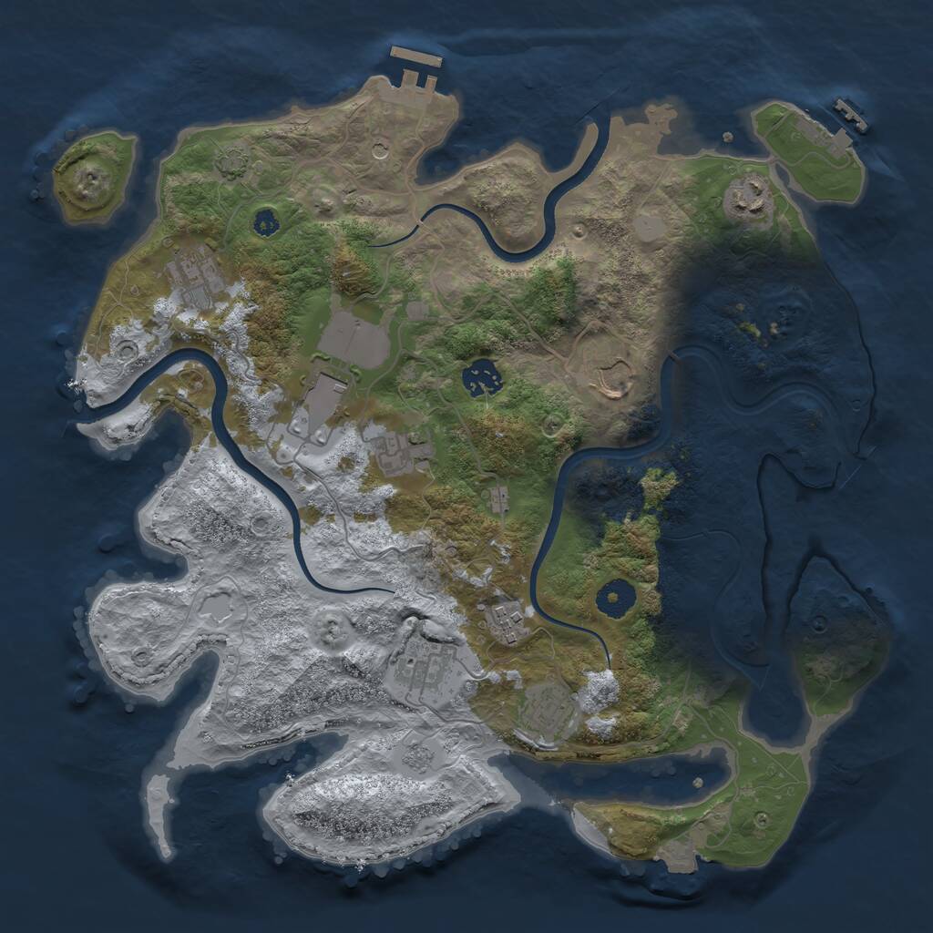 Rust Map: Procedural Map, Size: 3650, Seed: 48194474, 15 Monuments