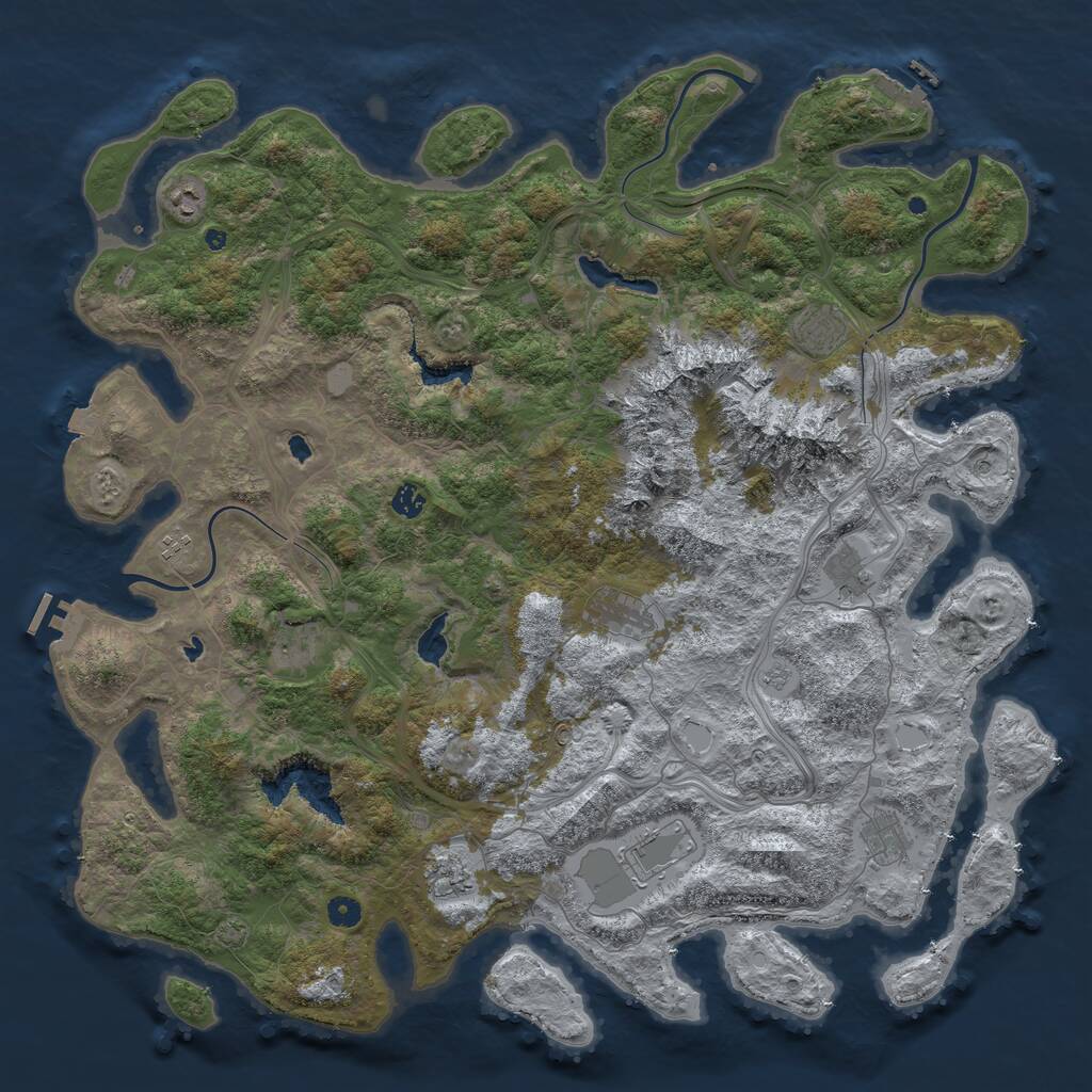 Rust Map: Procedural Map, Size: 5000, Seed: 31050, 16 Monuments