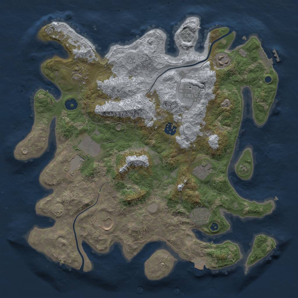 Rust Map: Procedural Map, Size: 3700, Seed: 6895247, 14 Monuments