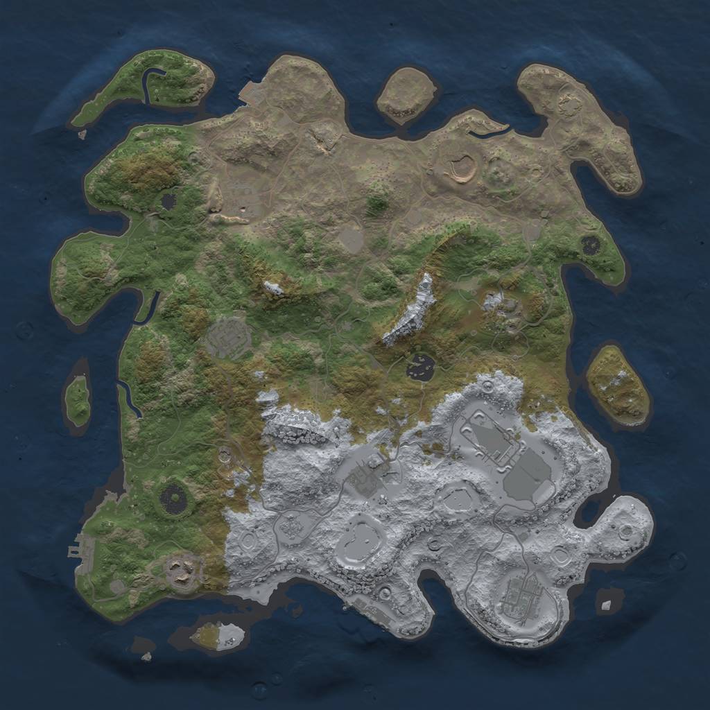Rust Map: Procedural Map, Size: 3800, Seed: 194966624, 17 Monuments