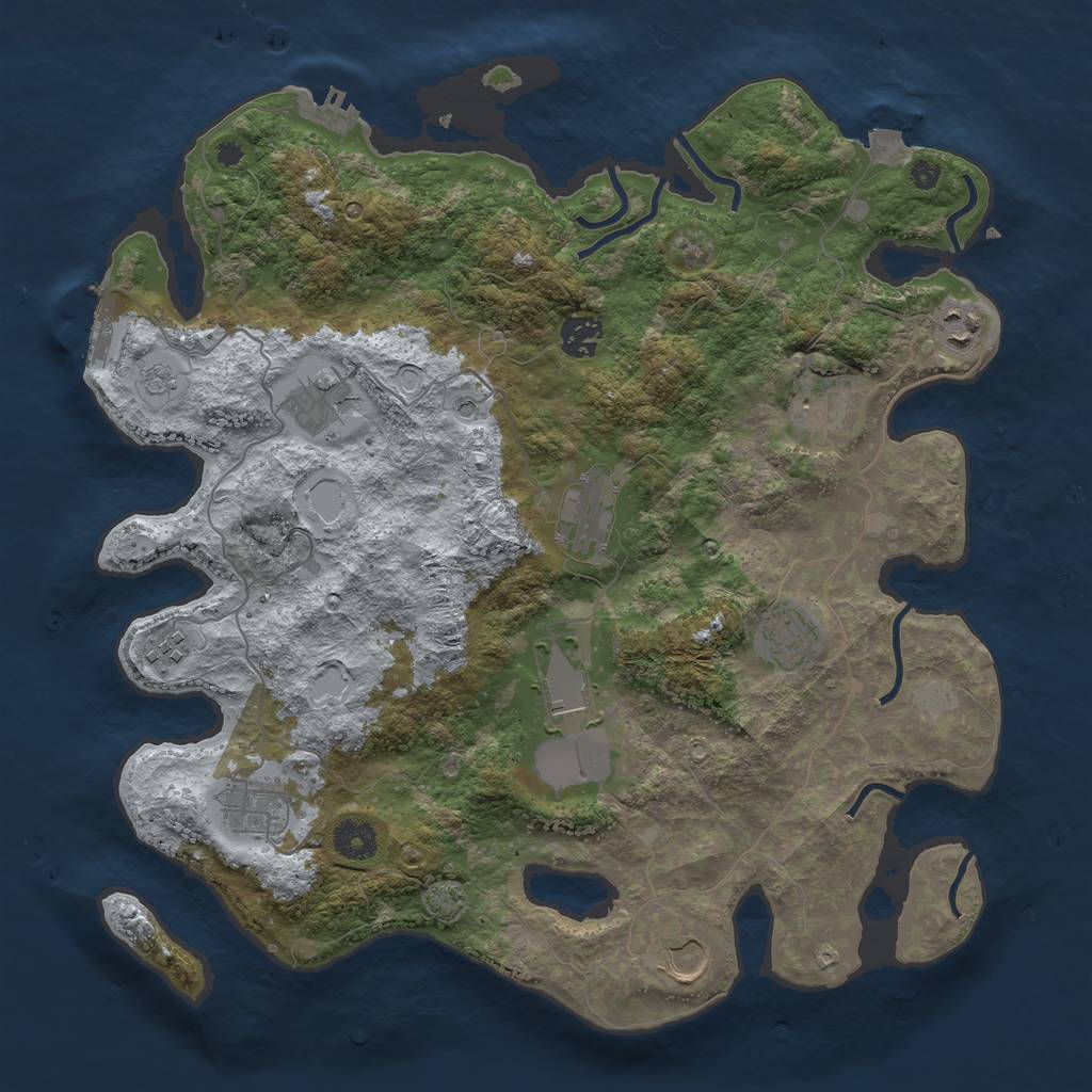 Rust Map: Procedural Map, Size: 3800, Seed: 2100682798, 18 Monuments