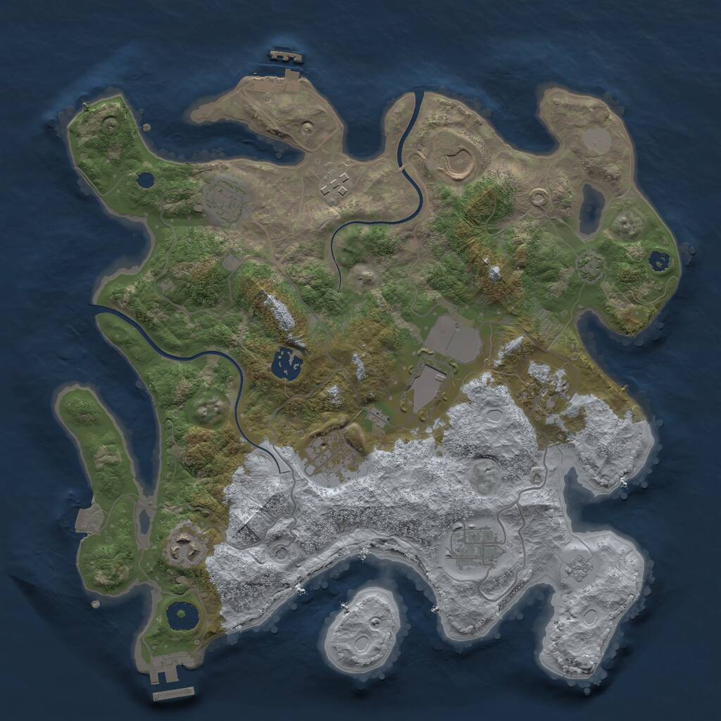 Rust Map: Procedural Map, Size: 3500, Seed: 916354720, 15 Monuments