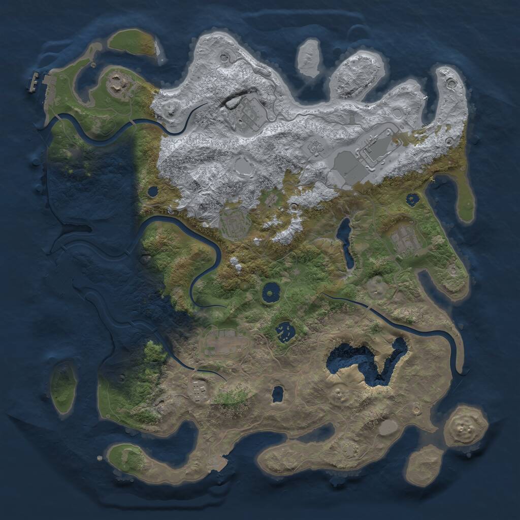 Rust Map: Procedural Map, Size: 4000, Seed: 810037773, 14 Monuments