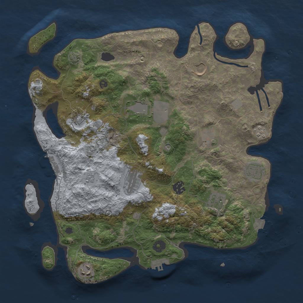 Rust Map: Procedural Map, Size: 3650, Seed: 64544059, 18 Monuments