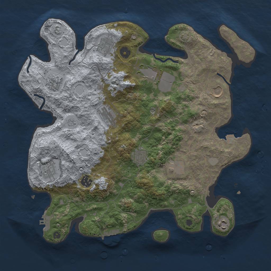 Rust Map: Procedural Map, Size: 3700, Seed: 2380, 18 Monuments