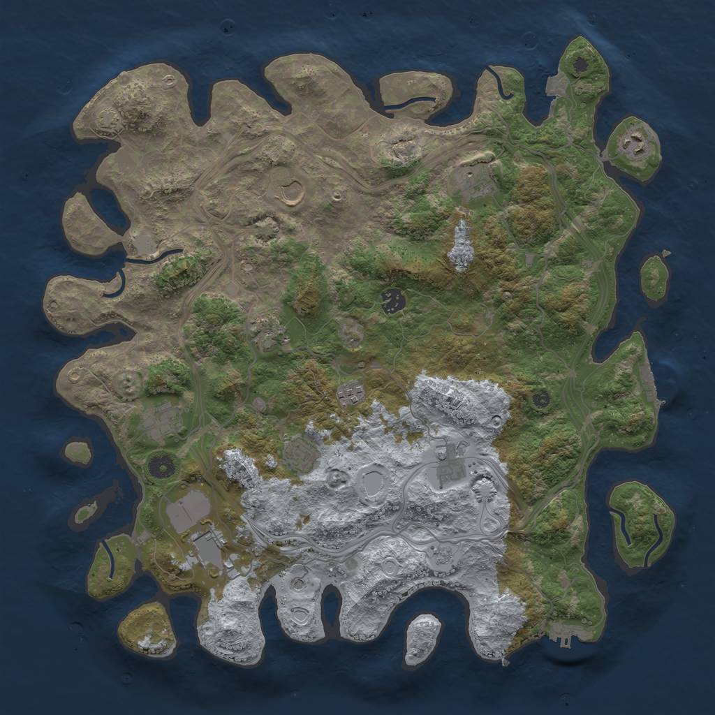 Rust Map: Procedural Map, Size: 4250, Seed: 523530746, 18 Monuments