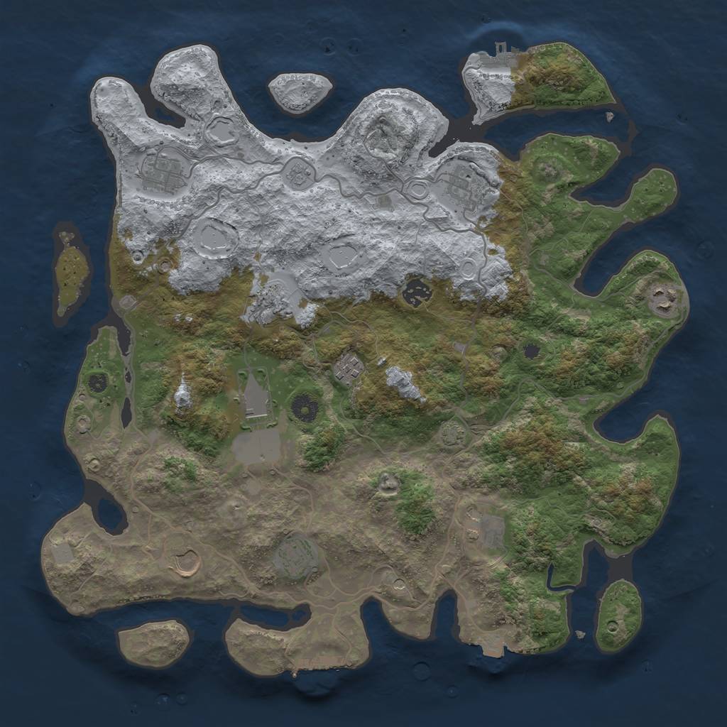 Rust Map: Procedural Map, Size: 4000, Seed: 188020105, 18 Monuments