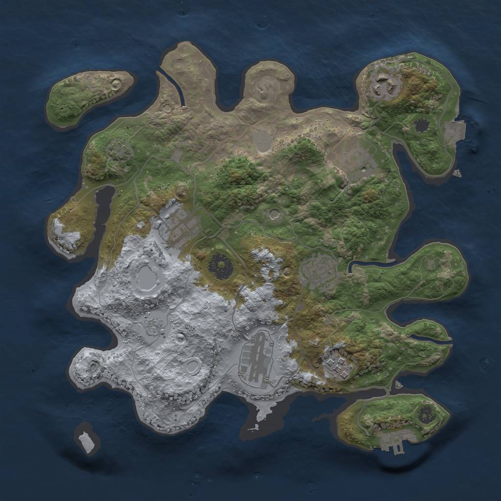 Rust Map: Procedural Map, Size: 3000, Seed: 1935942168, 13 Monuments