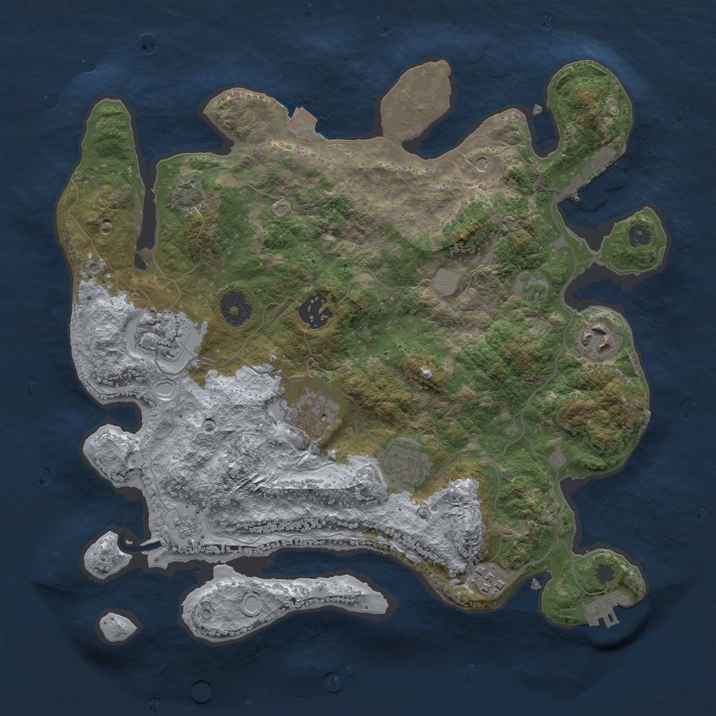 Rust Map: Procedural Map, Size: 3300, Seed: 2122846998, 14 Monuments