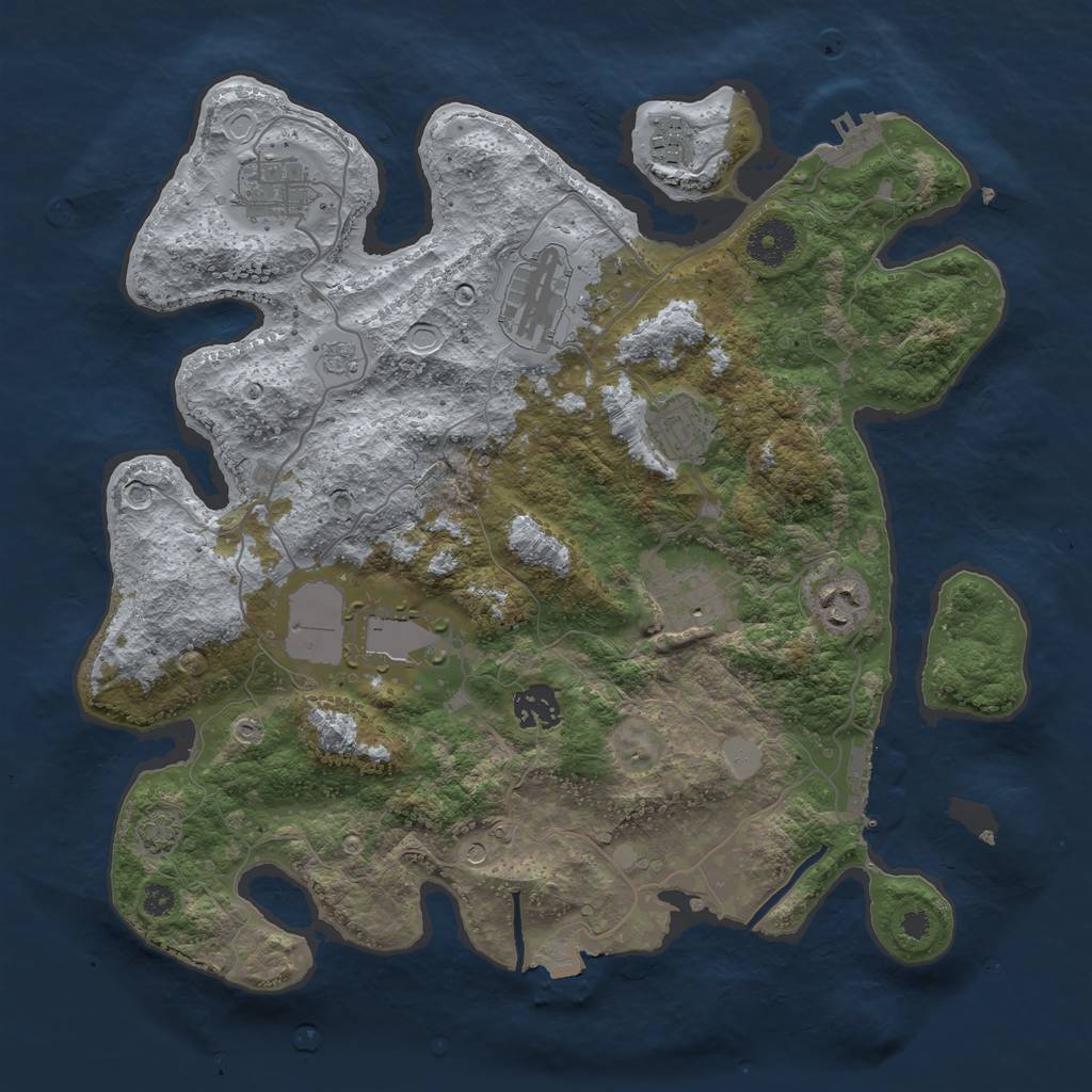 Rust Map: Procedural Map, Size: 3500, Seed: 1896031963, 16 Monuments