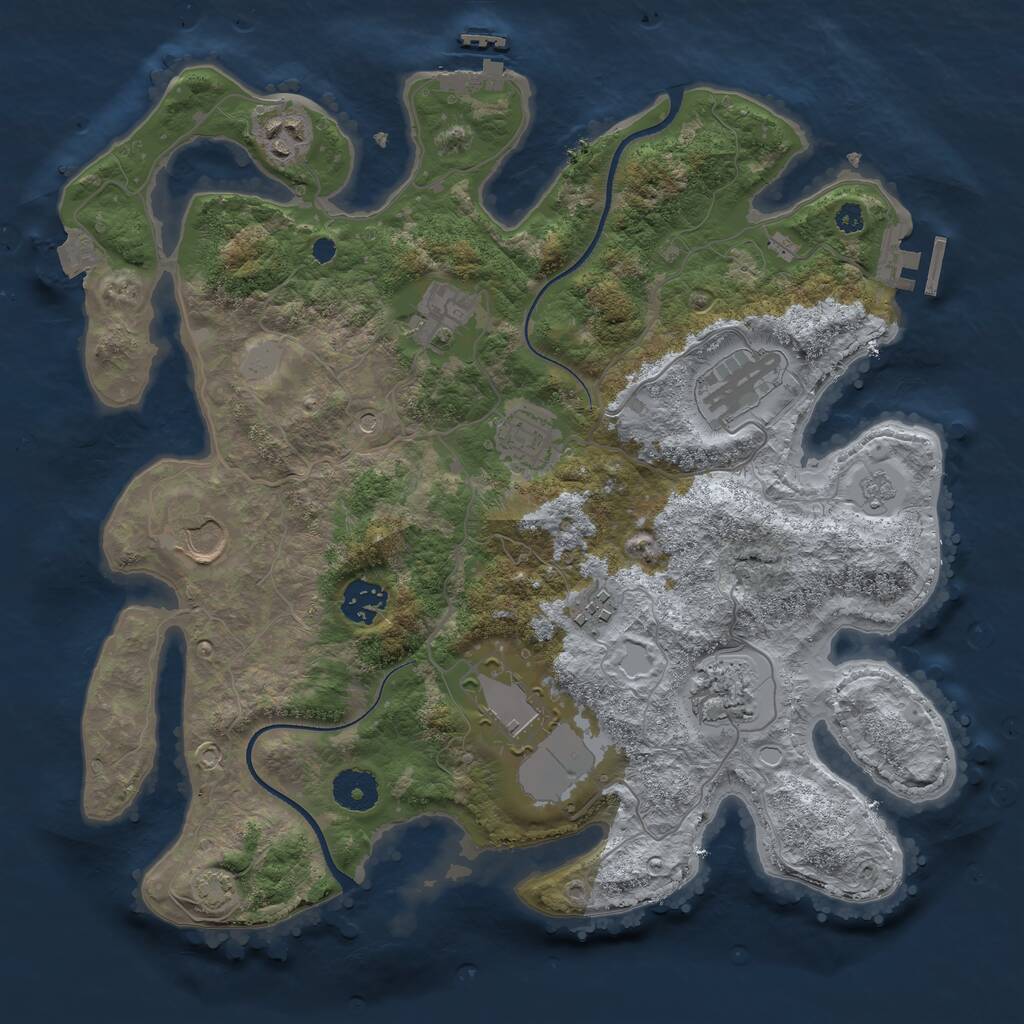 Rust Map: Procedural Map, Size: 3500, Seed: 1359857335, 15 Monuments