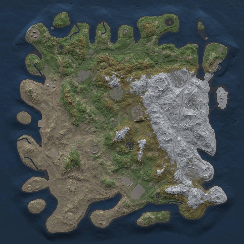 Rust Map: Procedural Map, Size: 4250, Seed: 1045189947, 18 Monuments