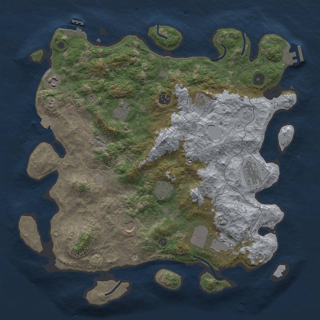 Rust Map: Procedural Map, Size: 4000, Seed: 1390897342, 17 Monuments