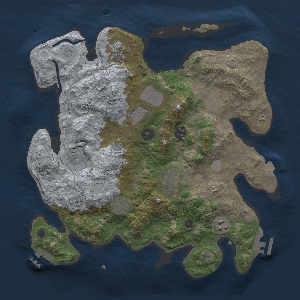 Rust Map: Procedural Map, Size: 3500, Seed: 494664024, 17 Monuments