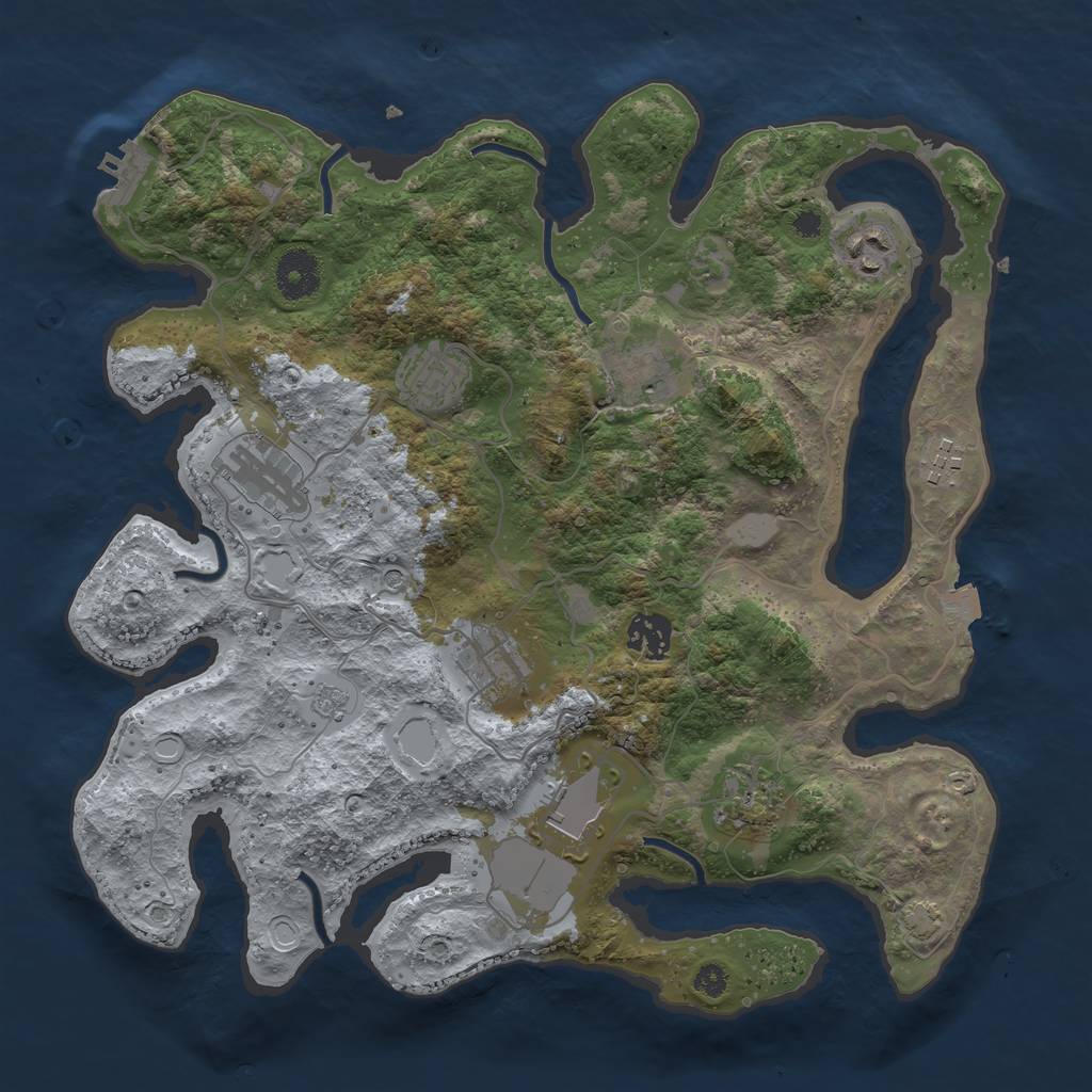 Rust Map: Procedural Map, Size: 3500, Seed: 1497504688, 16 Monuments