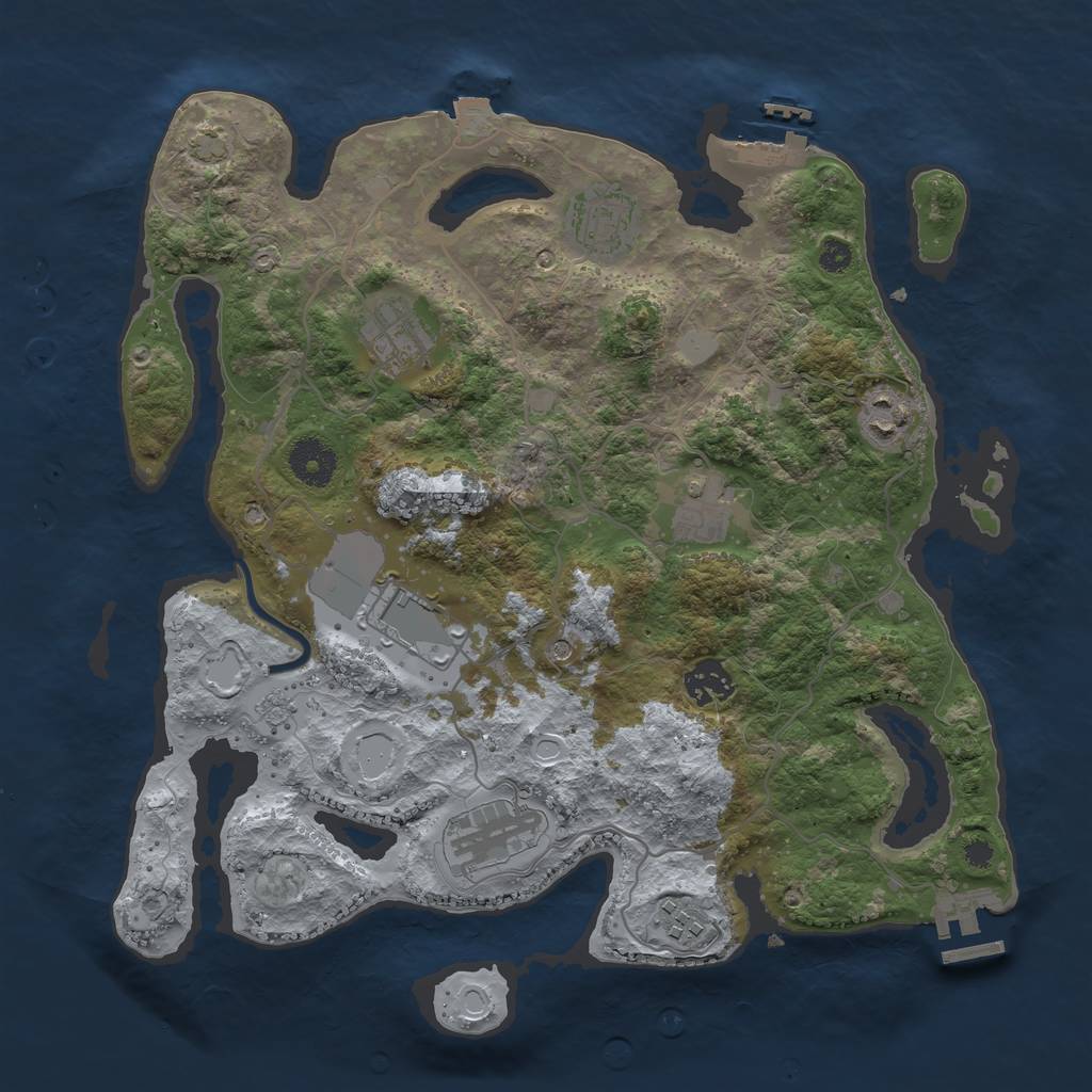 Rust Map: Procedural Map, Size: 3500, Seed: 715535718, 16 Monuments