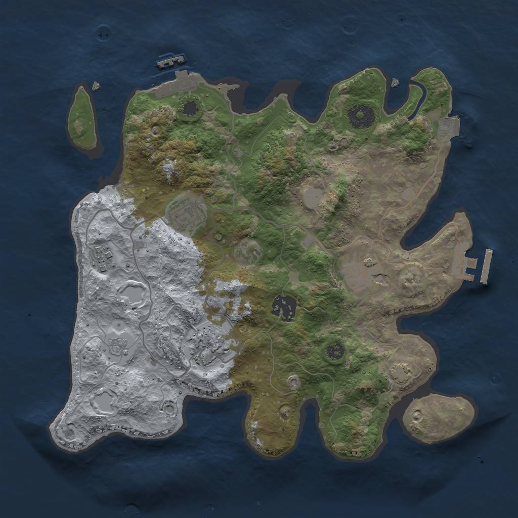 Rust Map: Procedural Map, Size: 3000, Seed: 557951545, 12 Monuments