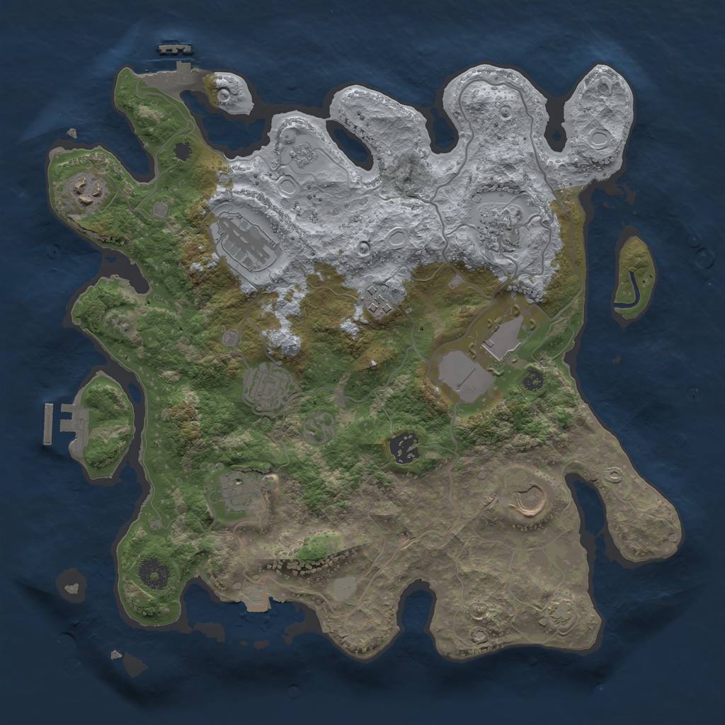 Rust Map: Procedural Map, Size: 3500, Seed: 120722623, 16 Monuments