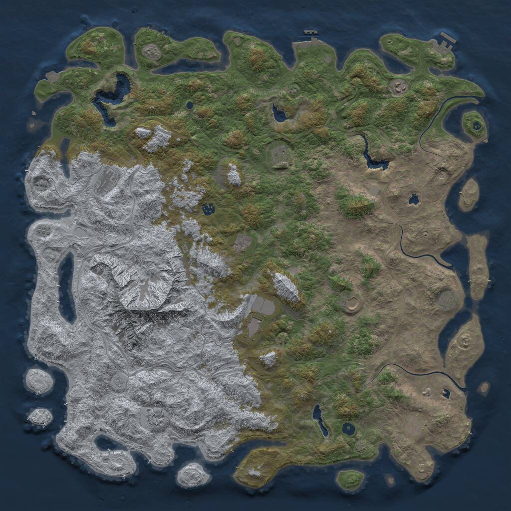 Rust Map: Procedural Map, Size: 6000, Seed: 2255883, 17 Monuments