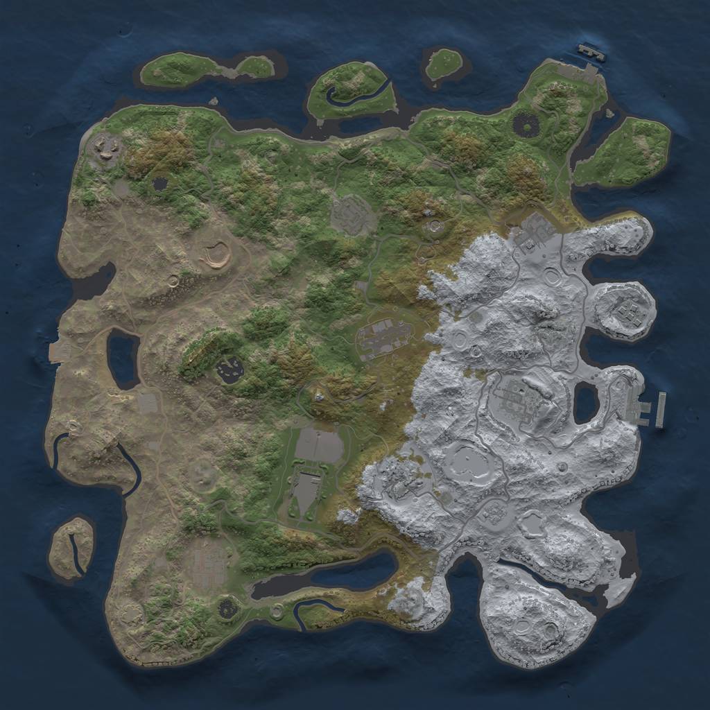 Rust Map: Procedural Map, Size: 4000, Seed: 647219760, 19 Monuments