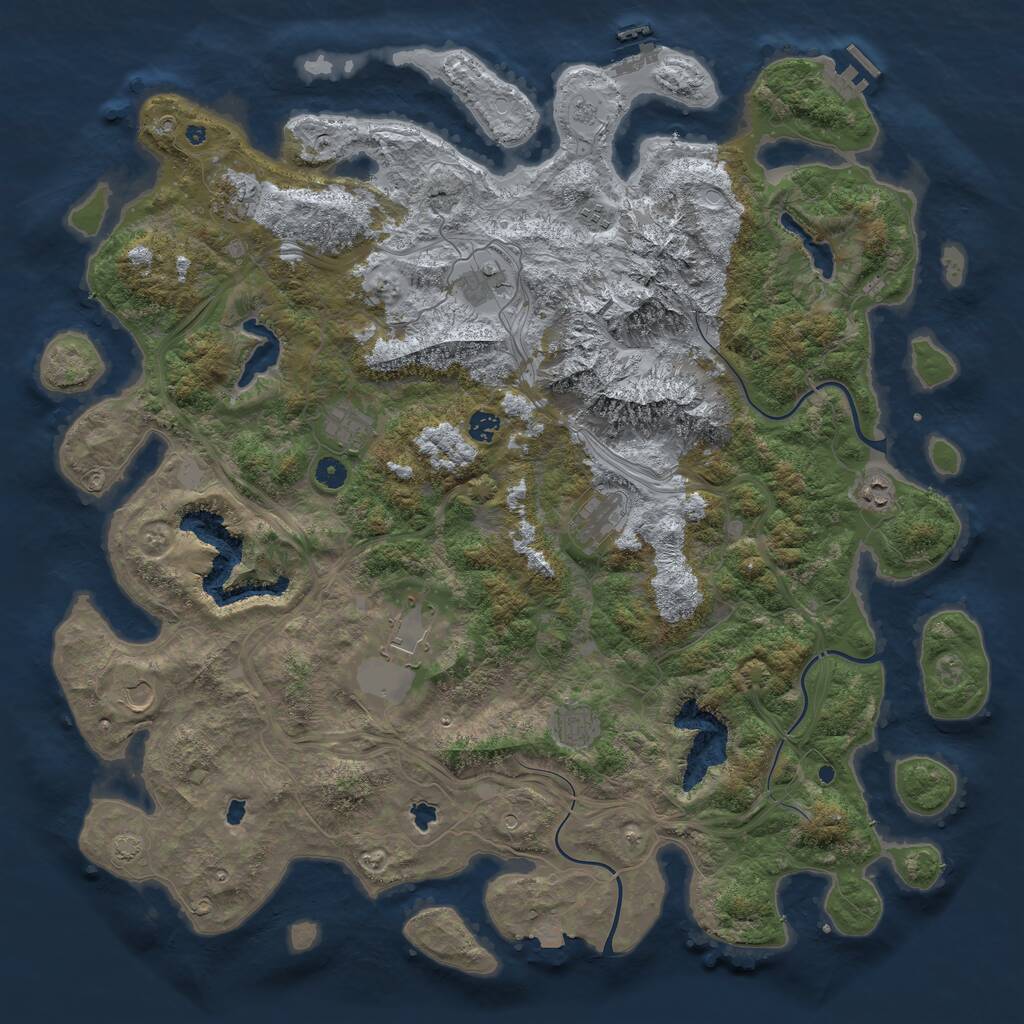Rust Map: Procedural Map, Size: 5000, Seed: 133339, 16 Monuments