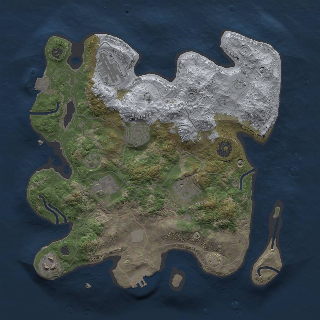 Rust Map: Procedural Map, Size: 3000, Seed: 1812, 12 Monuments