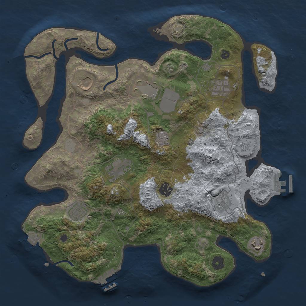 Rust Map: Procedural Map, Size: 3500, Seed: 998102, 17 Monuments