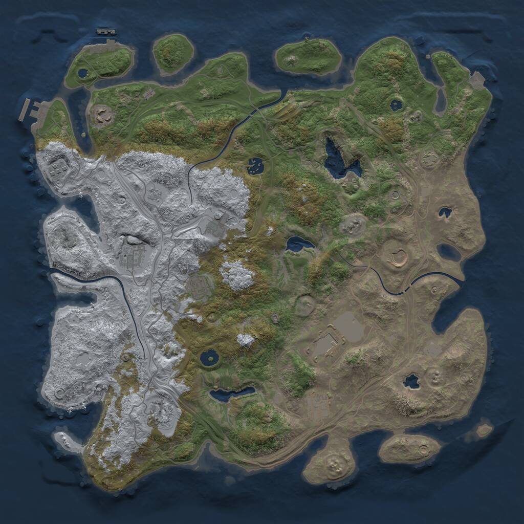 Rust Map: Procedural Map, Size: 4500, Seed: 352165132, 16 Monuments