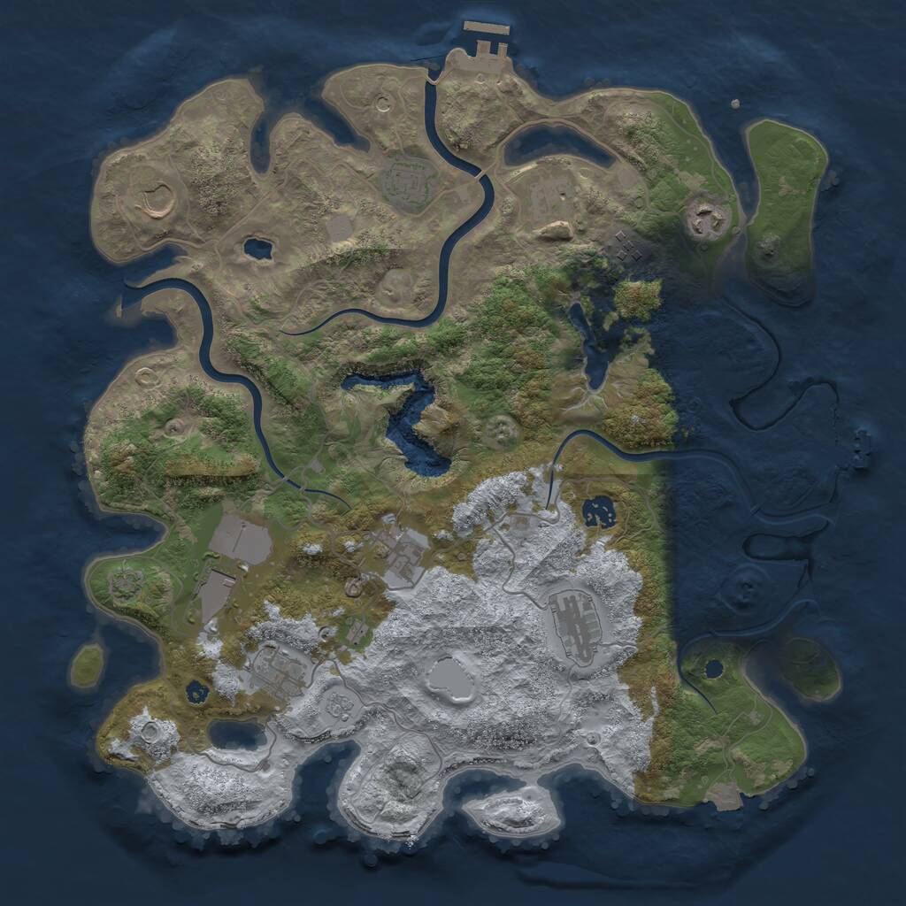 Rust Map: Procedural Map, Size: 4000, Seed: 1340370934, 16 Monuments