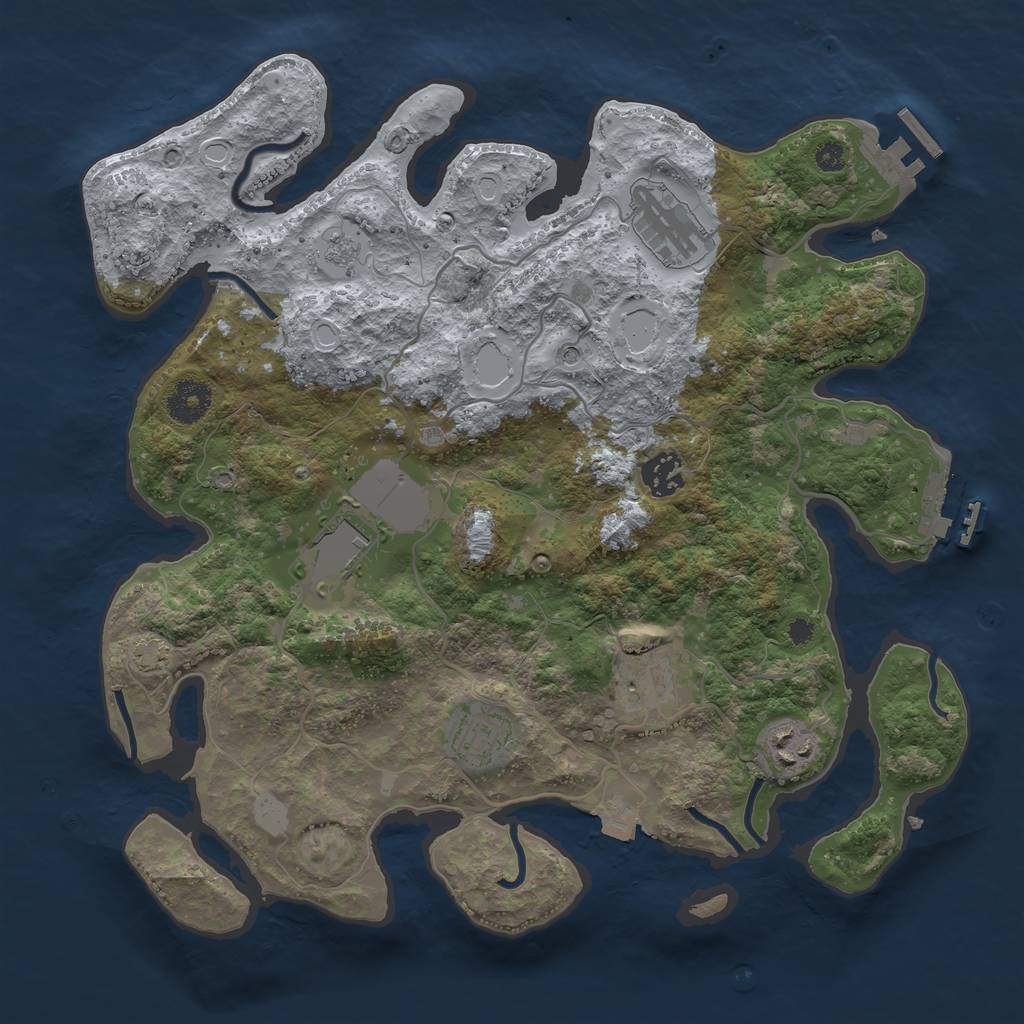 Rust Map: Procedural Map, Size: 3500, Seed: 117855807, 14 Monuments