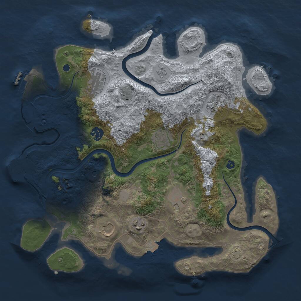 Rust Map: Procedural Map, Size: 3500, Seed: 1031362637, 14 Monuments